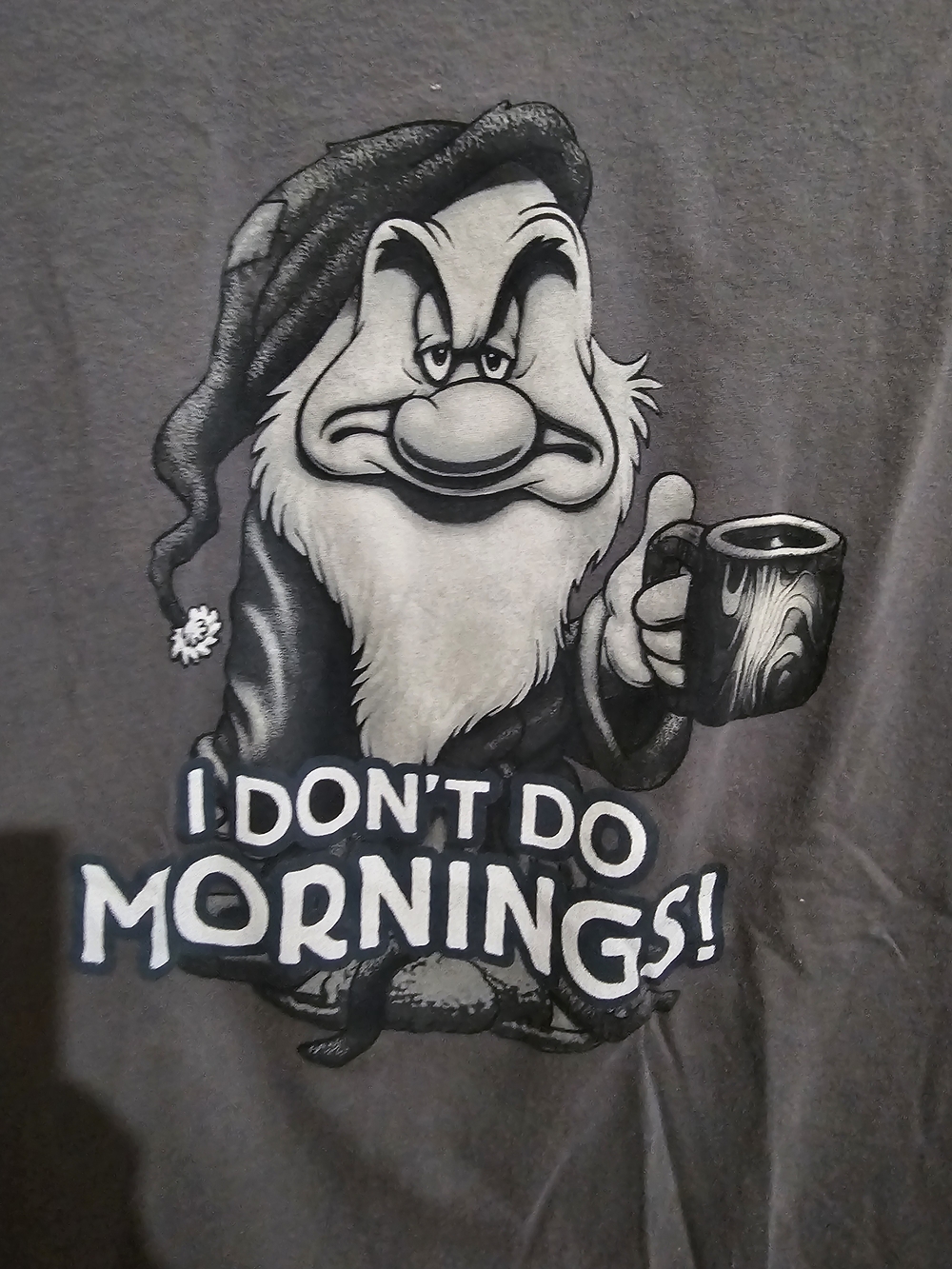 Disney Men's 'I Don't Do Mornings!' Graphic Tee - Gray